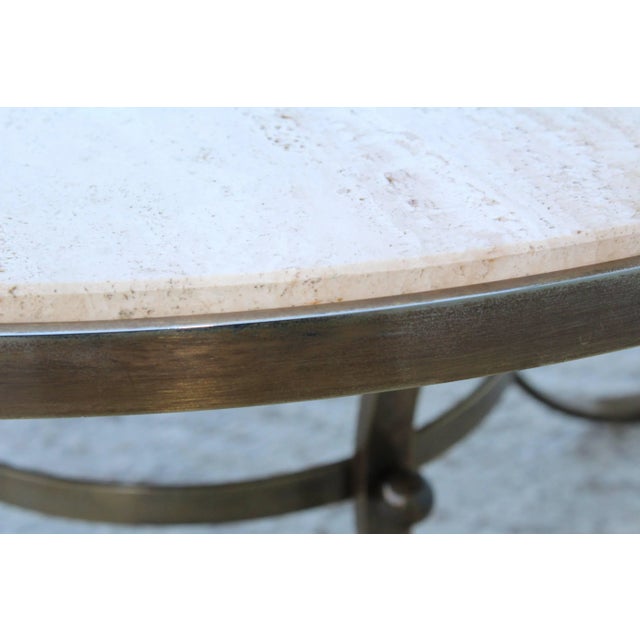 Metal 1960s Bronze With Travertine Top Coffee Table For Sale - Image 7 of 11