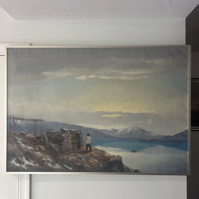 Impressionist 20 Th Century European School Oil on Canvas Framed Signed by Danish Artist Evelyn Thorbjorn ( 1911-1985) Titled Inuit Morning For Sale - Image 3 of 10