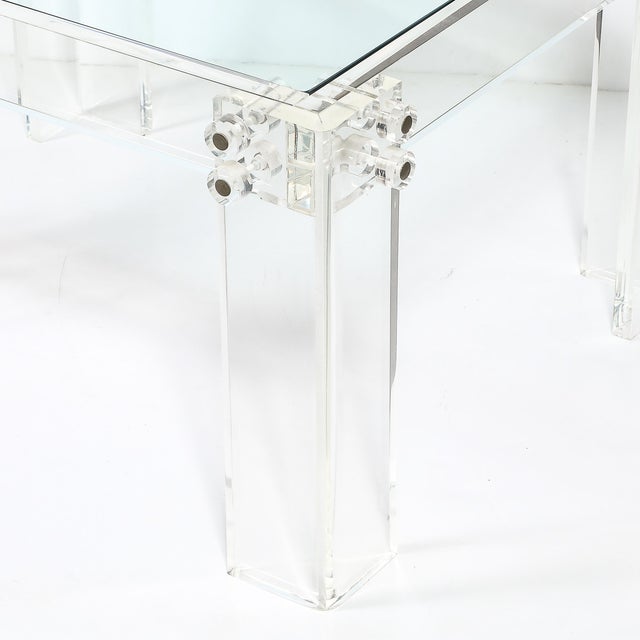 Pair of Mid-Century Modernist Rectilinear Lucite & Glass Side/End Tables For Sale - Image 16 of 18