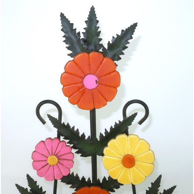 1960s Mod Metal Tole Flower Candle Holder Candelabra, 1960's For Sale - Image 5 of 14