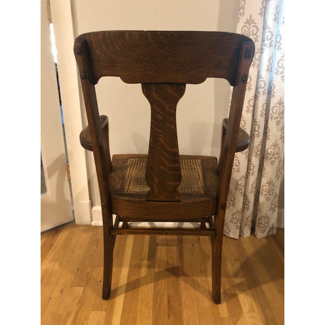 Antique Tiger Oak T Back Chair Chairish