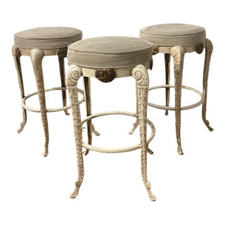 Mid 20th Century Set of 3 Vintage Brown Jordan Style Grotto Bar Stools For Sale