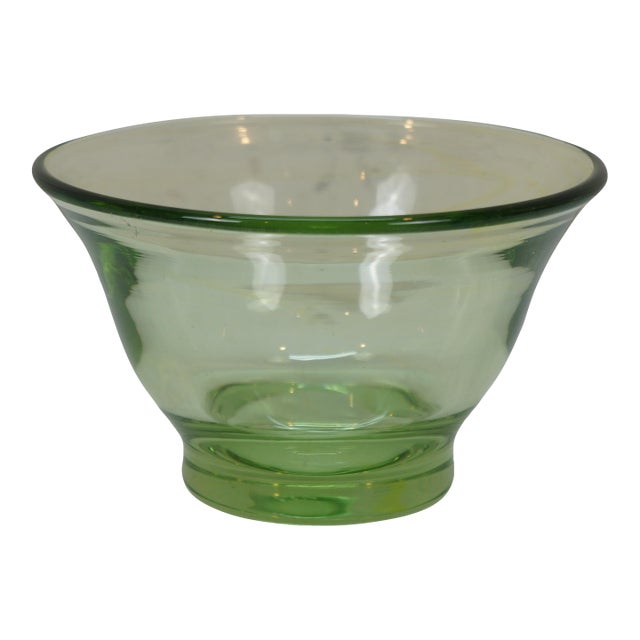 Vintage 1968 Dominick Labino Uranium Green Studio Art Glass Bowl Dish 7" For Sale