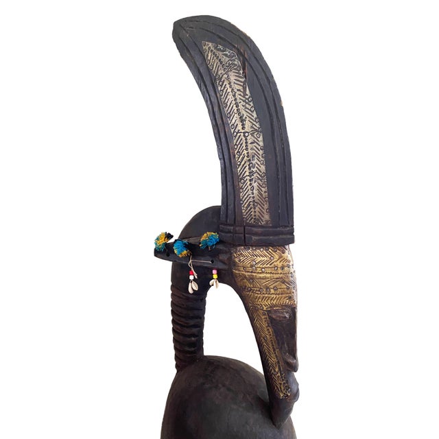 Brown Lg Bamana Male Antelope Chiwara Helmet Mali African Art 28" H For Sale - Image 8 of 9