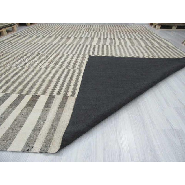 Black White and Brown Striped Natural Turkish Rug 11'2" X 14'6" Chairish