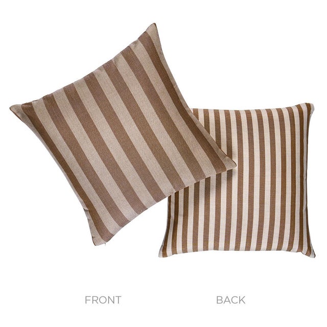 Contemporary Schumacher Hanson I/O Stripe 22" Pillow In Flax For Sale - Image 3 of 5