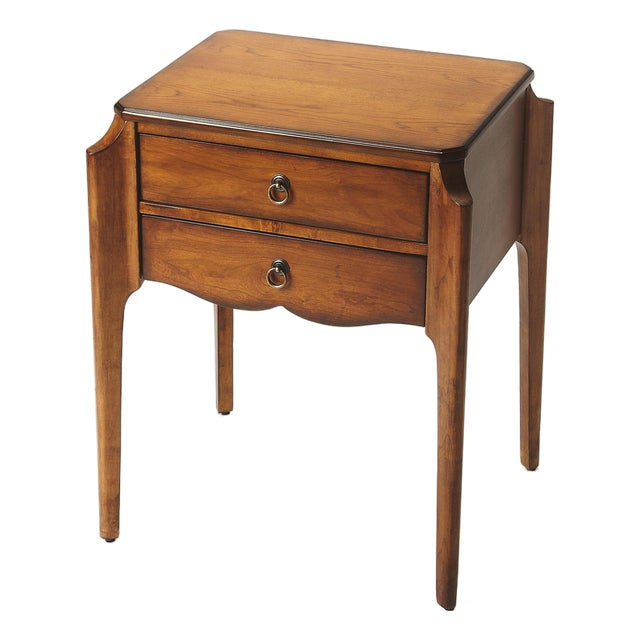 Wilshire 22 in. W Rectangular Wood 2 Drawer End Table, Olive Ash For Sale