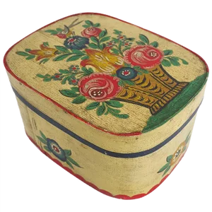 Antique German Black Forest Painted Tole Wooden Pantry Box