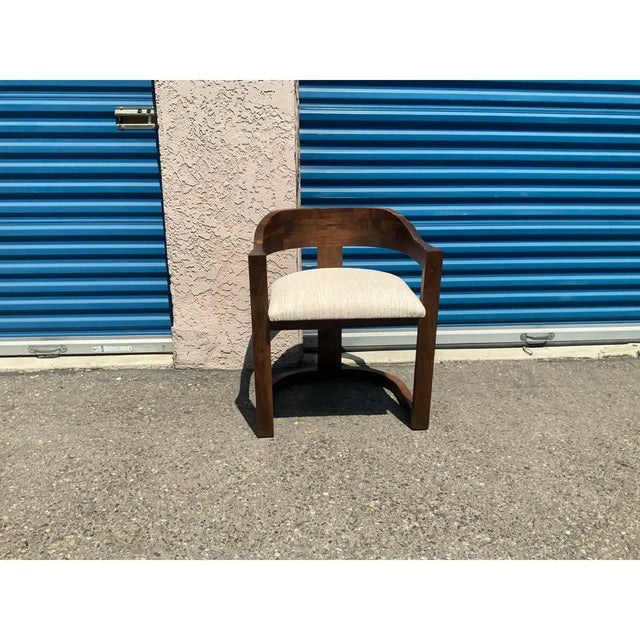 Solid Walnut Dining Chair in Manner of Onassis Chair by Karl Springer Mid-Century Modern For Sale - Image 4 of 5