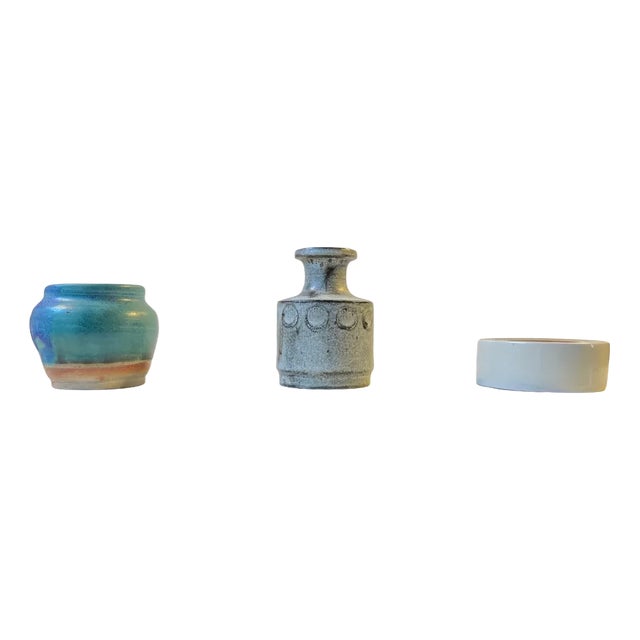 Scandinavian Modern Studio Vases in Glazed Ceramic, 1970s, Set of 3 For Sale