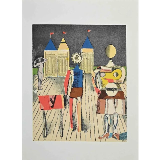Figure is a Vintage Offset Print on ivory-colored paper, realized by Franco Gentilini ( Italian Painter, 1909-1981), in...