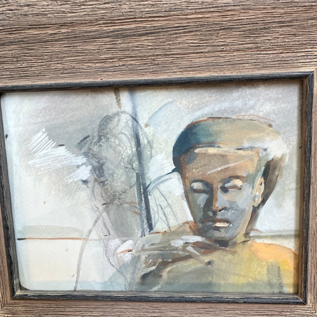 Original pastel/Drawing on paper approximately 5 x 7 Overall size with distressed wood frame is 9 x 11