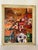 Listed artist Bess Schrantz abstract multilayered thick impasto Cityscape oil on canvas in original vintage frame, signed...