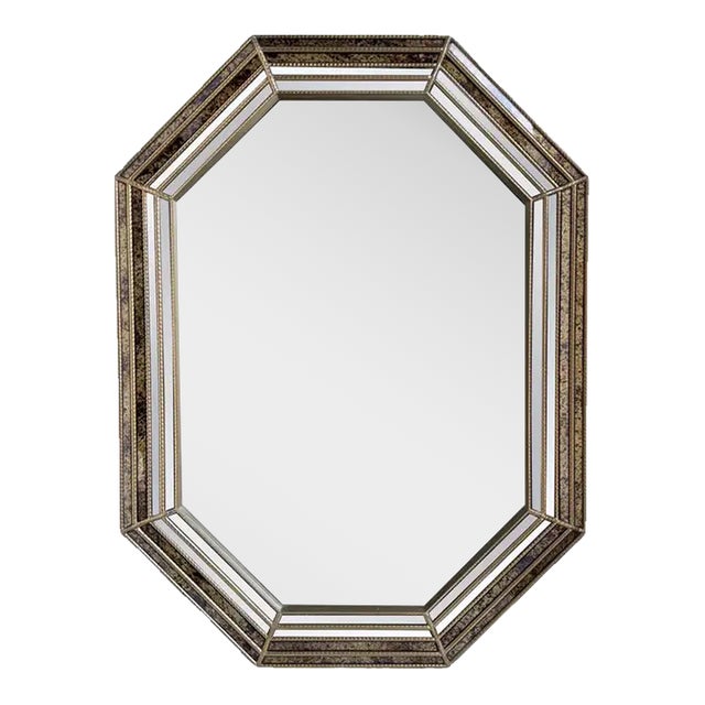 Venetian LaBarge Style Octagonal Tortoise Wall Mirror For Sale