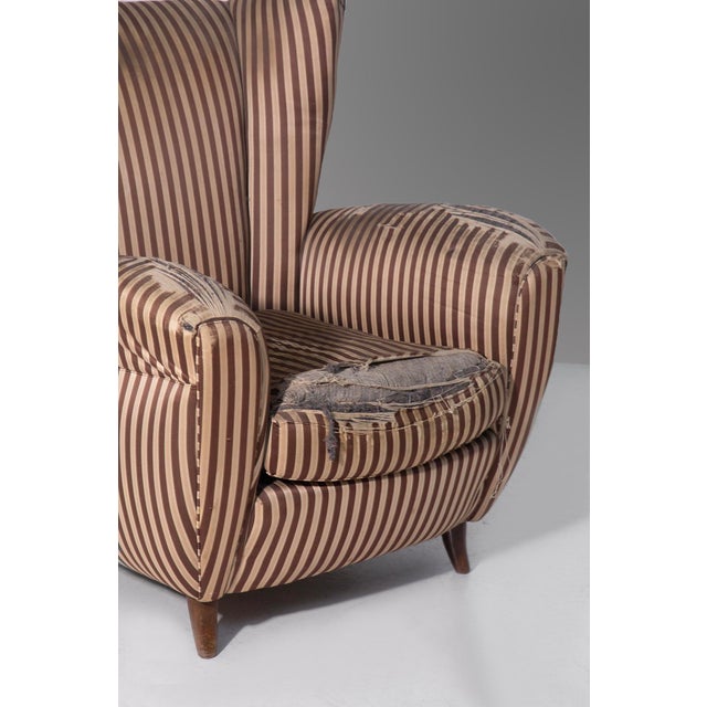 Wood Armchairs in Original in Silk by Osvaldo Borsani, 1950s For Sale - Image 7 of 12