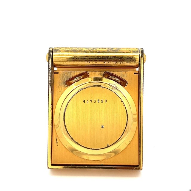 Vintage Jaeger-LeCoultre standing pocket watch in gold vermeil overlay. Manual wind roman numeral dial and date function....