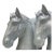 VTG Set 2 Mid Century Ceramic Horse Head Bookends Pale Blue White Glazed 8.5" For Sale