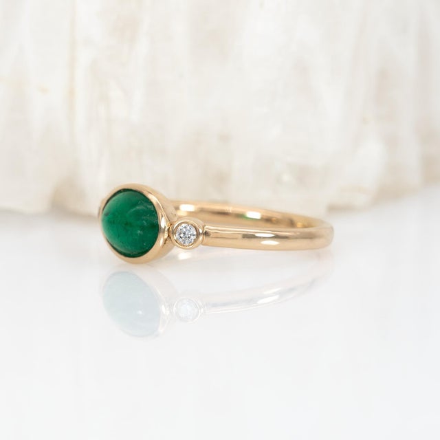 1.2ct Zambian Emerald Ring With Natural Diamonds Accents: Solid 14k Gold,Size 6.75 For Sale In Columbus - Image 6 of 8