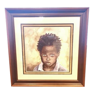 Framed Limited Edition Giclee Painting Signed by Kenneth Gatewood Portrait Young African Girl "In Her Eyes" Wall Art