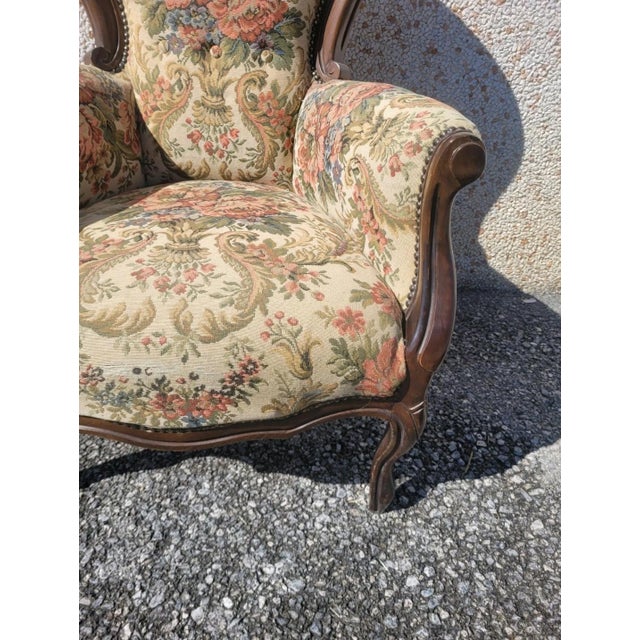 Wood Louis Philippe Style Living Room Armchair, 1940s For Sale - Image 7 of 15