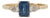 14k Gold 1.22ct Octagon Blue Sapphire & Pear Diamonds Three Stone Ring Size 4 For Sale