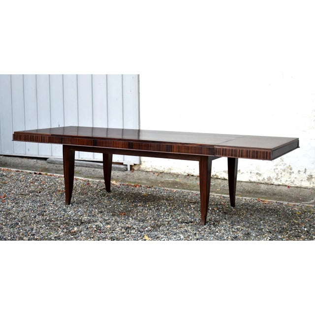 Wood French Art Deco Style Macassar Ebony Dining Table For Sale - Image 7 of 18