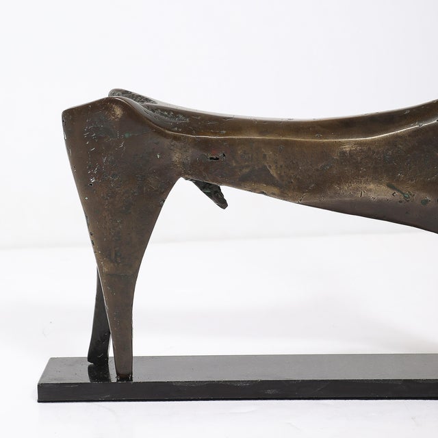 Mid-Century Modernist Bronze Deer Sculpture Signed Aharon Bezalel For Sale - Image 14 of 17