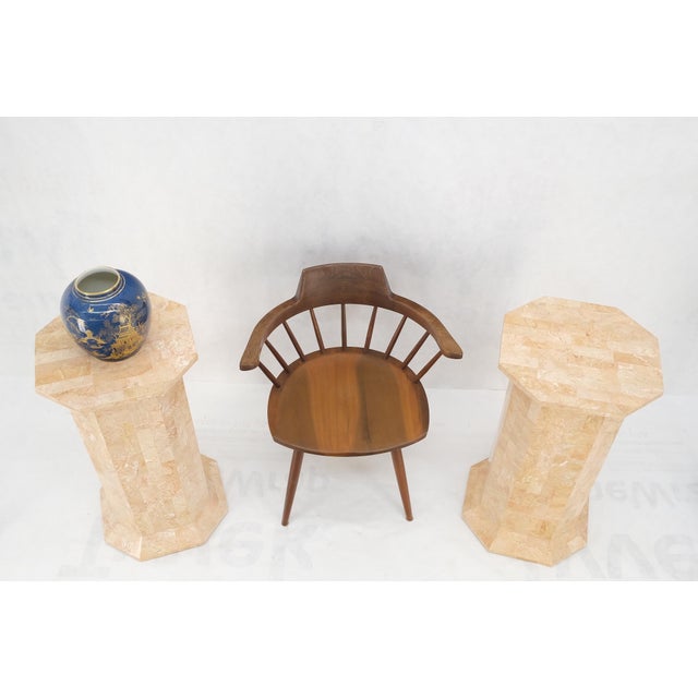 Pair of Tessellated Stone Marble Columns Octagon Shape Pedestals Columns MINT!