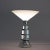 H: 30cm w: 23cm d: 23cm an art deco table lamp with original opal glass coli shade, glass cube column and a stepped glass...