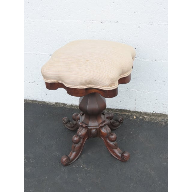 Late 19th Century Empire Late 1800s Adjustable Swivel Piano Stool Ottoman 6414 For Sale - Image 5 of 13