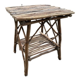 Rustic Adirondack Twig Accent Side Table For Sale