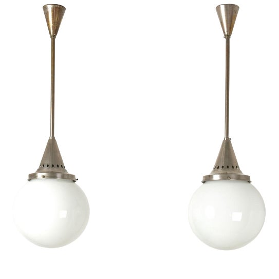 Sphere Lights in Frosted Glass, 1928, Set of 2 For Sale