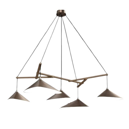 Emily Group of Five Pendant Light in Steel with Dark Bronze Finish by Moss Objects For Sale