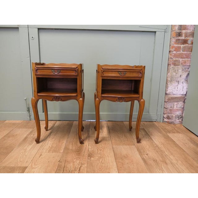French Cherrywood Bedside Lockers, 1960, Set of 2 For Sale - Image 4 of 11