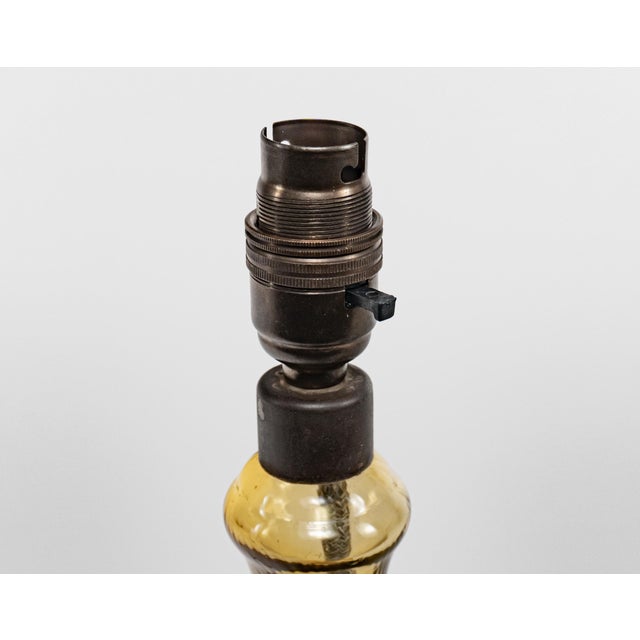 Vintage Italian Dimpled Textured Amber Glass Table Lamp, 1950s For Sale - Image 4 of 6