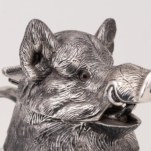 Vintage Glass Jug with Silver-Plated Boar Head from Valenti, 1970s For Sale - Image 16 of 18