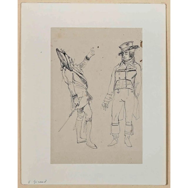 Portraits is an Original Drawing in China Ink realized by Eugène Giraud in the Late 19th Century. Good conditions. The...