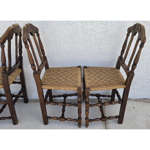 Antique 1800s Provençal Dining Chairs With Rope Seats Set of 4 For Sale - Image 16 of 18
