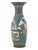An antique Japanese cloisonne enameled vase with a slender, curved body and a flared neck. The vase is decorated with...