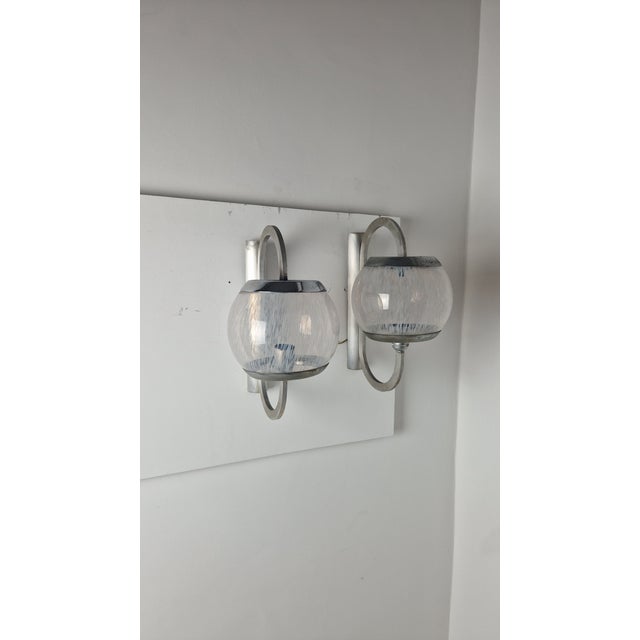 Wall Lamps in Chrome and Shaded Transparent Glass, 1960s, Set of 2, in Very Good conditions. Designed 1960 to 1969 Up to...