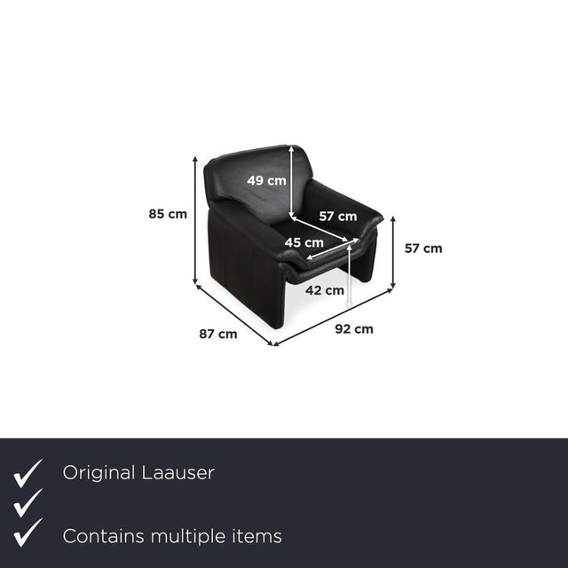 Modern Atlanta 2-Seater Sofa and Armchair in Black Leather from Lauuser, Set of 2 For Sale - Image 3 of 18