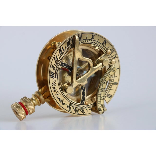 English Brass Nautical Sundial Compass Lamp Finial For Sale - Image 3 of 6