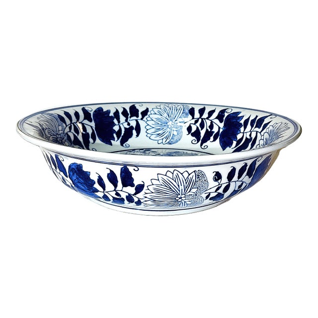 Large Chinoiserie Decorative Porcelain Bowl For Sale