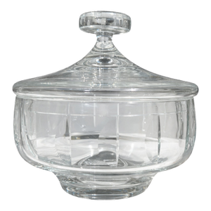 Vintage Cut Glass Lidded Jar With Pedestal Base