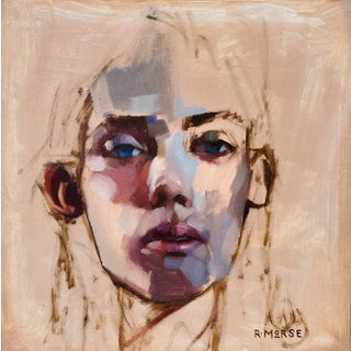 Piercing Blues by Ryan Morse | Oil on panel Portrait of a person with blue eyes. For Sale