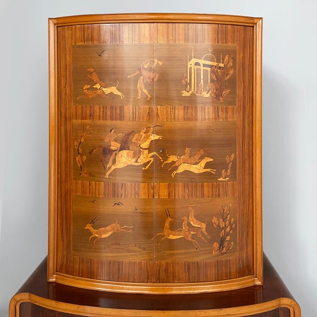 Italian Art Deco Inlaid Wood Bar Cabinet, 1930s For Sale - Image 4 of 18