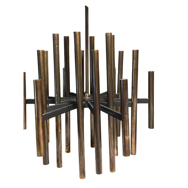 Brass Vintage Lightolier Brass 36 Light Chandelier by Gaetano Sciolari For Sale - Image 8 of 14