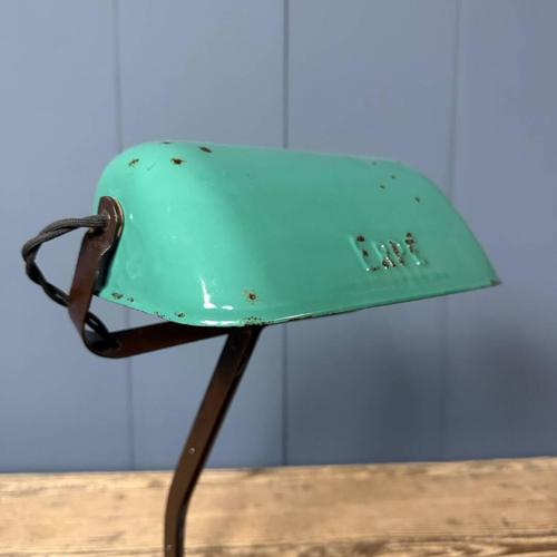 Banker's Lamp withTurquoise Enamel Shade from Erpé, 1930s For Sale - Image 18 of 18