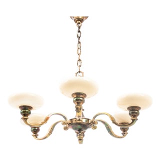 Vintage Brass Chandelier, Western Europe, 1940s For Sale