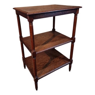 French Oak 3-Tier Etagere Side Table with Turned Legs, 1920s For Sale
